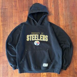 Vintage Y2K Pittsburgh Steelers Reebok NFL Football Black Hoodie Sweatshirt XS